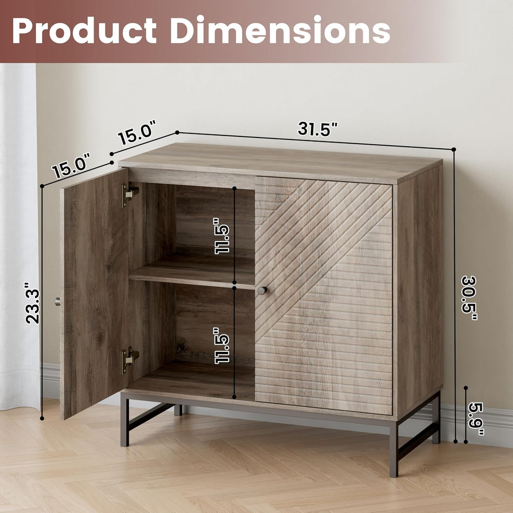 Storage Cabinet with Doors and Adjustable Shelf, Sideboard Buffet Cabinet wit...