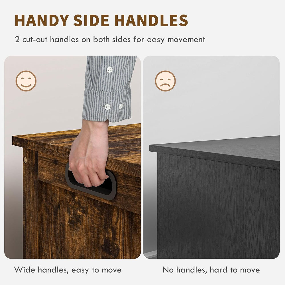 HOMCOM Storage Bench Cut-out Handles 39.4" x 15.7" x 18.9" Rus...