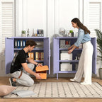 Wide Multipurpose Metal Storage Cabinet with Lockable Design & 2 Adjustable Partitions, Thickened Steel & Sturdy Construction for Home, Living Room & Office Purple 33" H X 29.5" W X 13.8" D