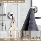 Suction Cup Hooks for Shower No-Drill Bathroom Hooks for Towels, Robes, Loofah Mountable on Bathroom Walls, Kitchen, Glass, Mirrors,Tile,Smooth Non-Porous Surfaces,Removable,4pcs,Chrome Polished