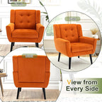 NicBex Modern Accent Chair for Living Room Upholstered Foam Filled Living Room Chairs with Metal Legs Velvet Cozy Lounge Armchair for Living Room Bedroom,Orange