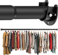 Closet Rod 30-63 Inches, Adjustable Heavy Duty Metal Black Closet Rods for Hanging Clothes 1.3 Inches Diameter for Wardrobes Laundry