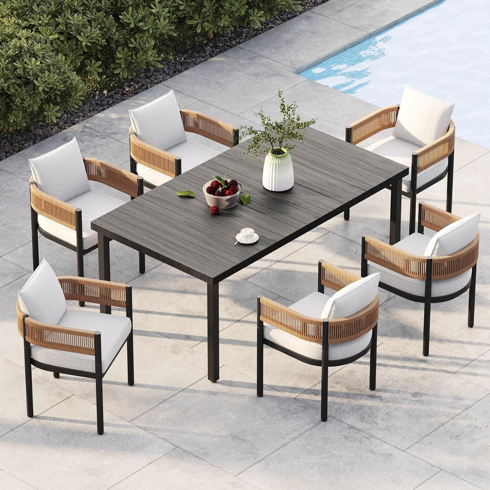 Grand patio Outdoor Dining Set for 6, 7PCS Patio Table and Chairs Set, Metal ...