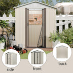 Outdoor Sheds 5FT x 3FT Outdoor Storage, Metal Anti-Corrosion Utility Tool House with Lockable Door & Shutter Vents，Outdoor Waterproof Garden Tool Metal Storage Sheds （White