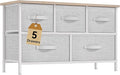 DWVO 5 Dresser for Bedroom, Storage Dresser with 5 Drawers, Wide Storage Tower, Chest of Drawers for Closet, Living Room