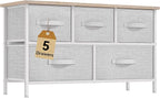 DWVO 5 Dresser for Bedroom, Storage Dresser with 5 Drawers, Wide Storage Tower, Chest of Drawers for Closet, Living Room