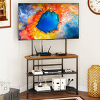 23" to 60" Floor Corner TV Stand For Bedroom With Mount, Universal Corner TV Desk Table With Storage Shelves For Bedroom Small Space,Rustic Television Stands Desk,Heavy Duty Structure,Adjustable Feet