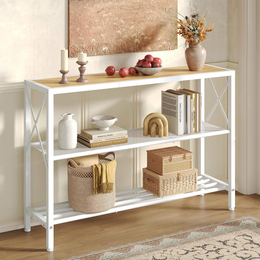 Hoctieon Industrial Console Table, 3 Tier Entryway Tables, Hallway Desk, Narr...