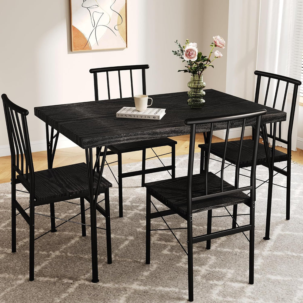 Dining Table Set for 4 with 1.6" Thick Tabletop, 5-Piece Kitchen Table S...