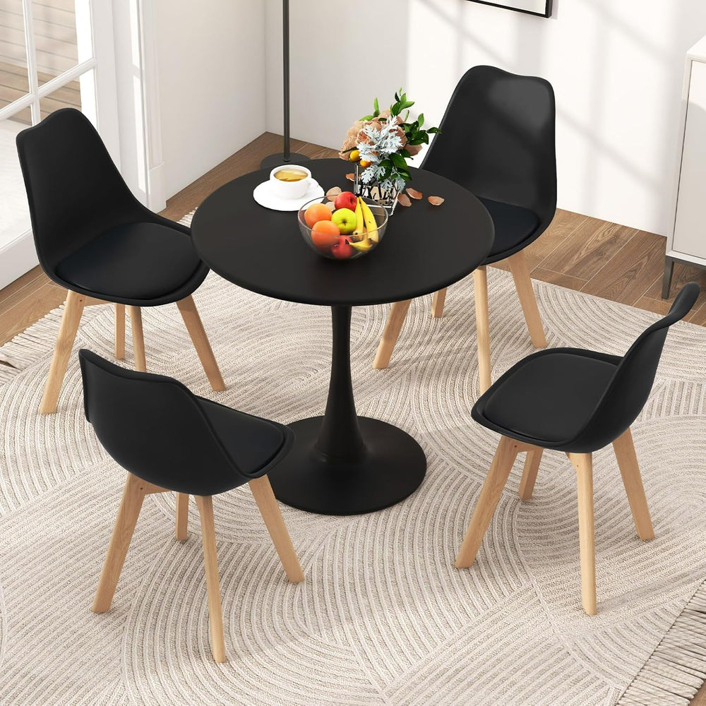 Tangkula Round Dining Table Set for 4, Kitchen Table Set with Padded Seat &am...