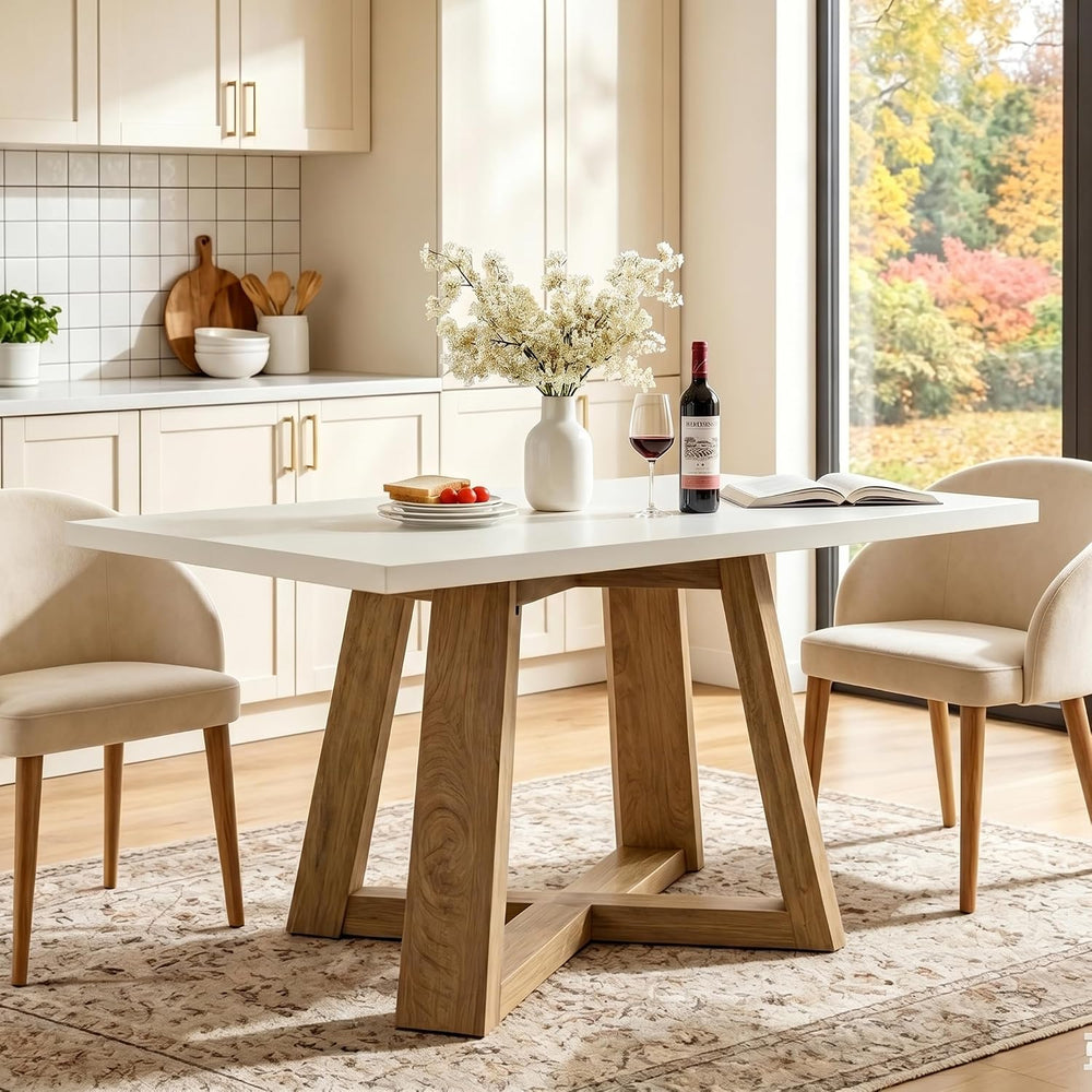 Tribesigns Dining Table for 4, 47.3 Inch Rectangular Farmhouse Kitchen Table ...