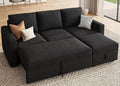 HONBAY Modular Sectional Sleeper Sofa with Pull Out Bed, L Shaped Couch with Storage Seat, Modular Sectional Couches for Living Room - Black