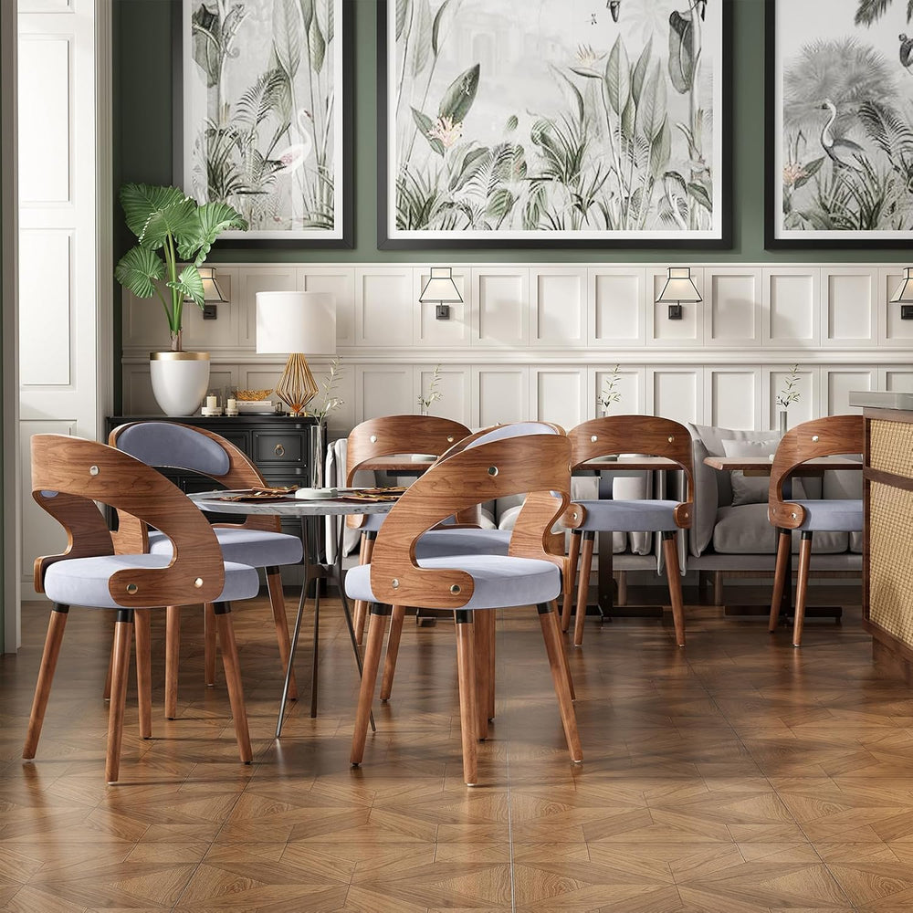Farini Wood Dining Chairs, Set of 4 Modern Upholstered Dining Chairs with Cur...