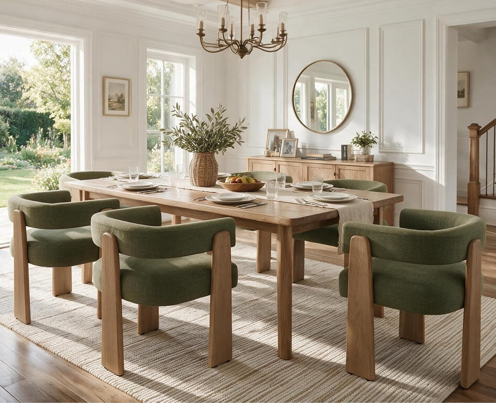 Shunzhi Green Barrel Dining Chairs Set of 2, Upholstered Dining Room Chairs
