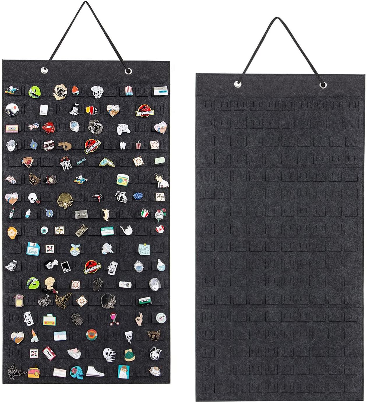 PACMAXI Hanging Brooch Pin Organizer, Display Pins Storage Case, Brooch Collection Storage Holder, Holds Up to 96 Pins.(Not Include Any Accessories) (M-170 Slots, Dark gray, Medium)