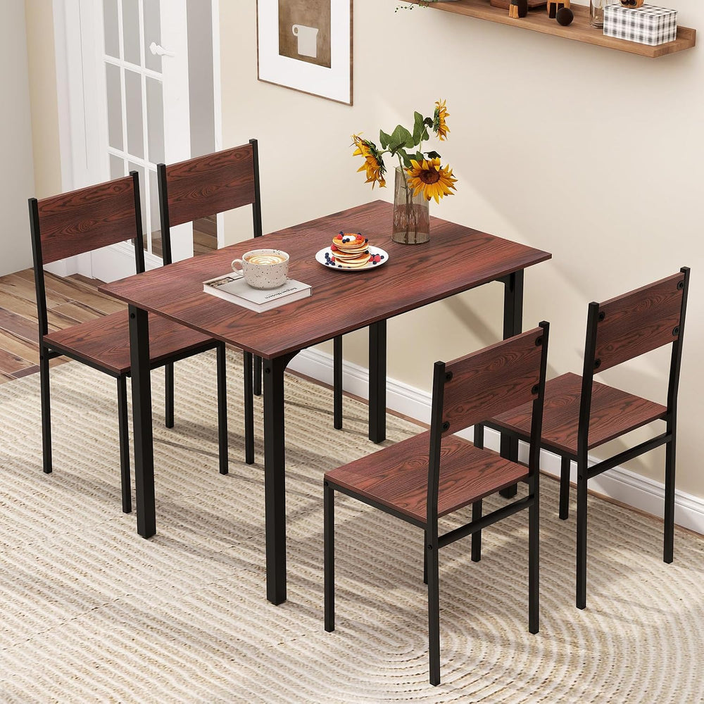 GOFLAME 5-Piece Dining Table Set, Industrial Kitchen Table and Chairs for 4 w...