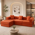 Modular Sectional Sofa, 108" L-Shaped Couch with Deep Seat | Corduroy Boneless Cloud Cushion,Modular Sofa Bed with Fixed-Shape Frame for Living Room No Assembly Required (Orange)