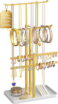 Jewelry Tower Stand Organizer for Women - Elegant Jewelry Holder Display with Necklace Holder, Earring Organizer & Bracelet Rack - Tabletop Jewelry Stand for Dresser, Vanity, Desk