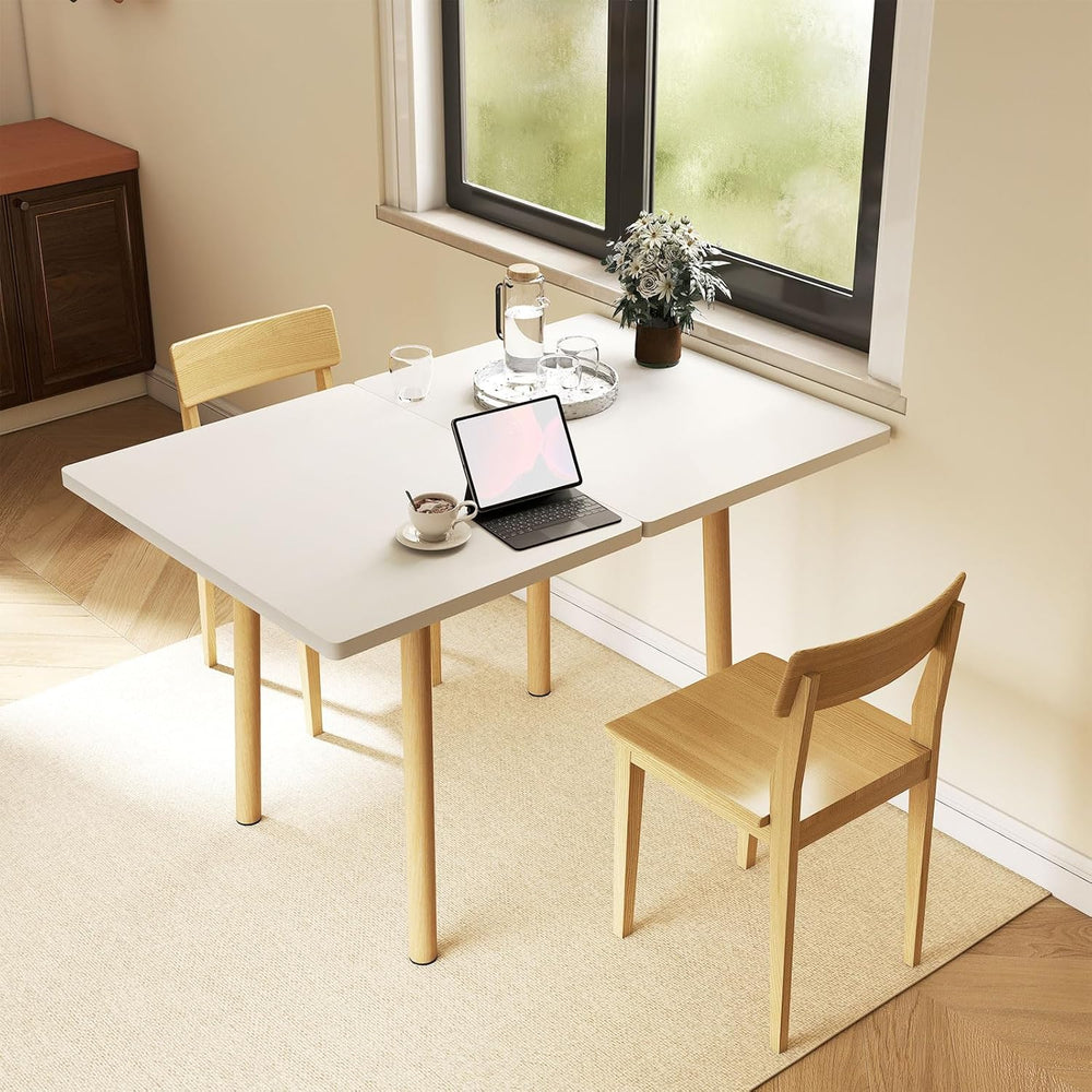 47" Wooden Foldable Kitchen Table Dining Table Rotating Table 4-6 People