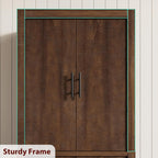 IDEALHOUSE Tall Wooden Kitchen Pantry Cabinet, Farmhouse 4-Magnetic Door Freestanding Food Storage Cupboard Pantry Cabinet with Adjustable Shelves & Large Storage for Dining, Living Room, Retro Brown
