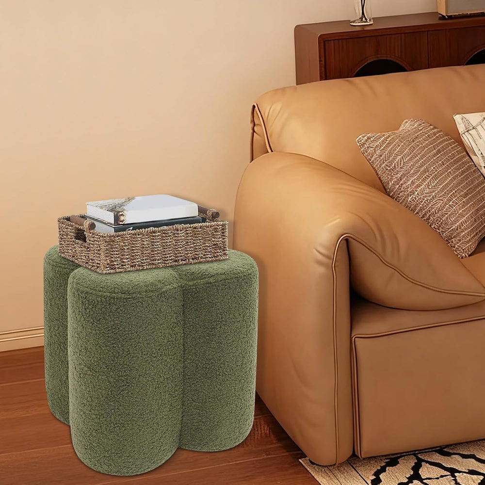 Pouf Ottoman, Flower Footrest Vanity Stool, 14.96"x15.74" Footstool...