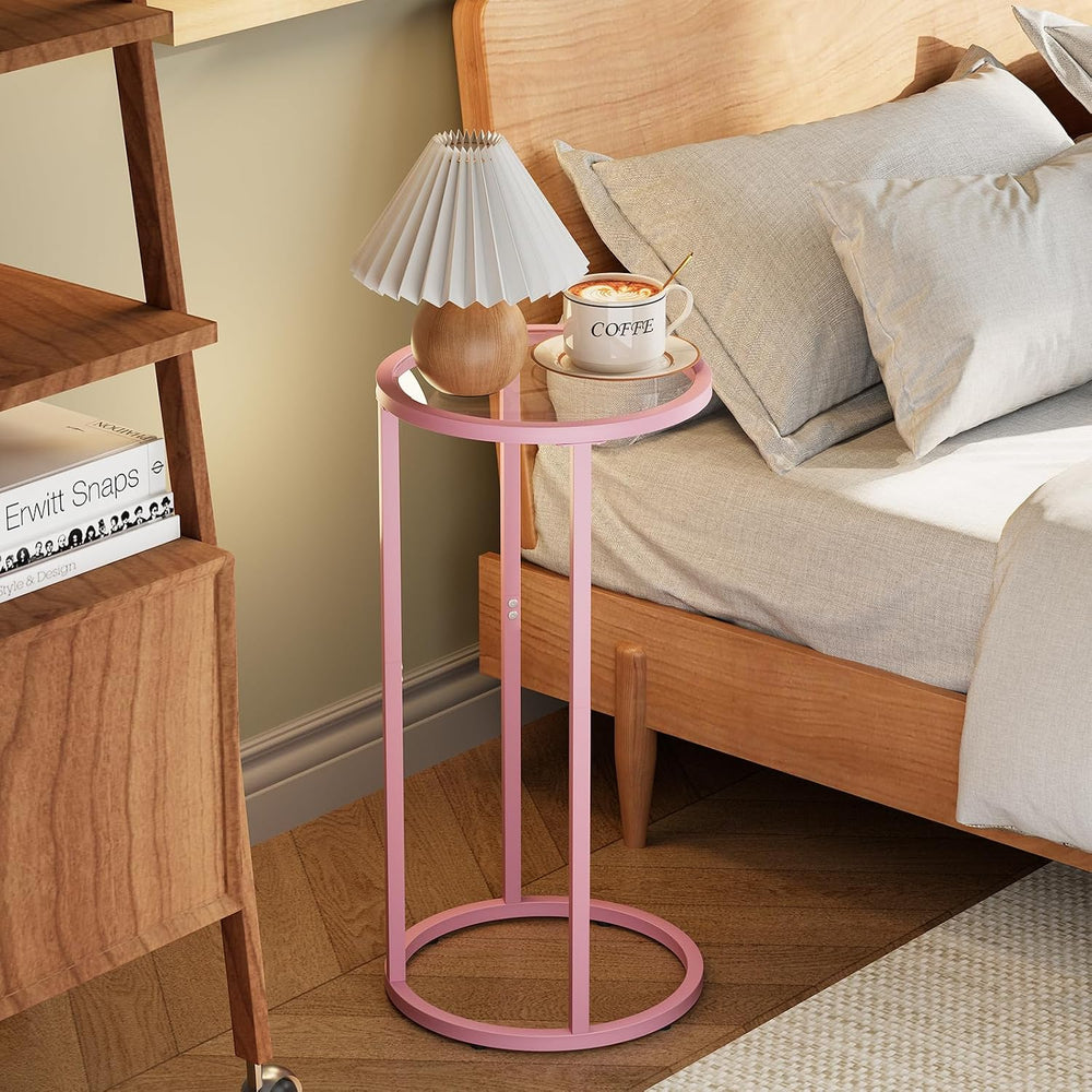 Easy Paws C Table Side End Table, Small Round Couch Sofa Tray Snack Table for...