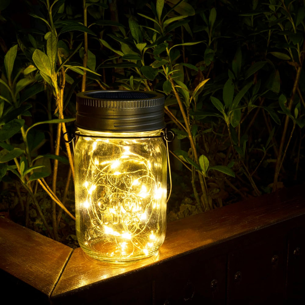 GIGALUMI Hanging Mason Jar Solar Lights, 6 Pack 30 Led Hanging Lantern