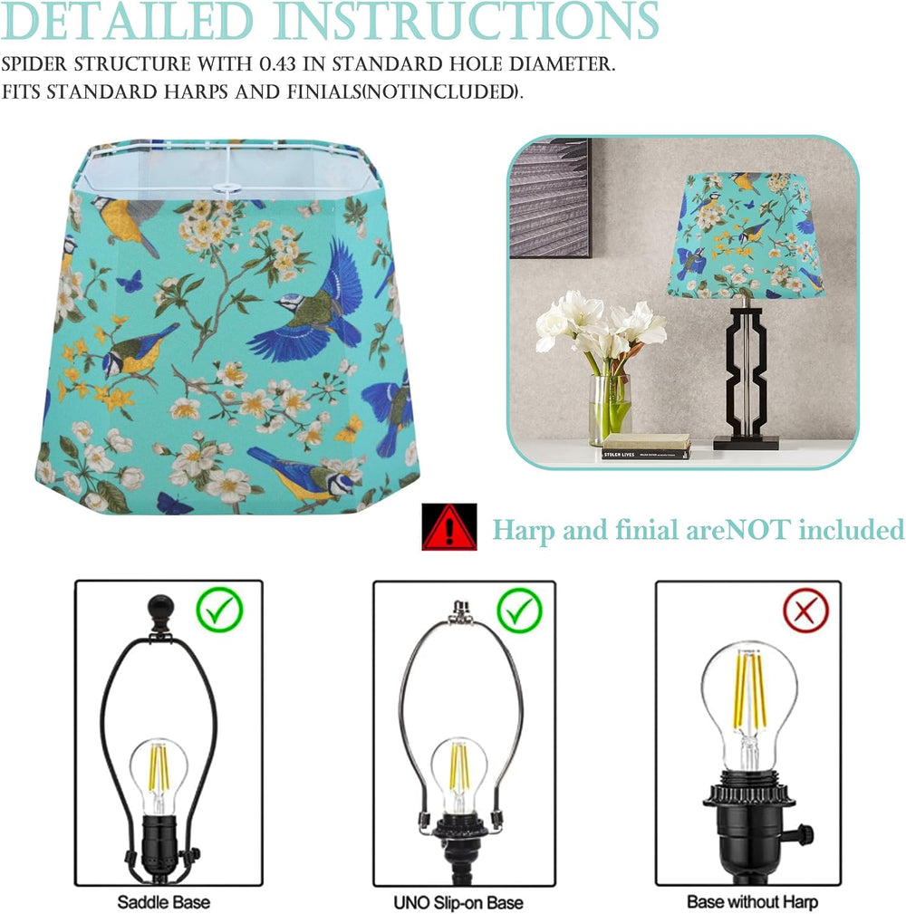 Fabric Lampshades,10 x13x 10in Square Cut-Corner Replacement Lampshade for Ta...