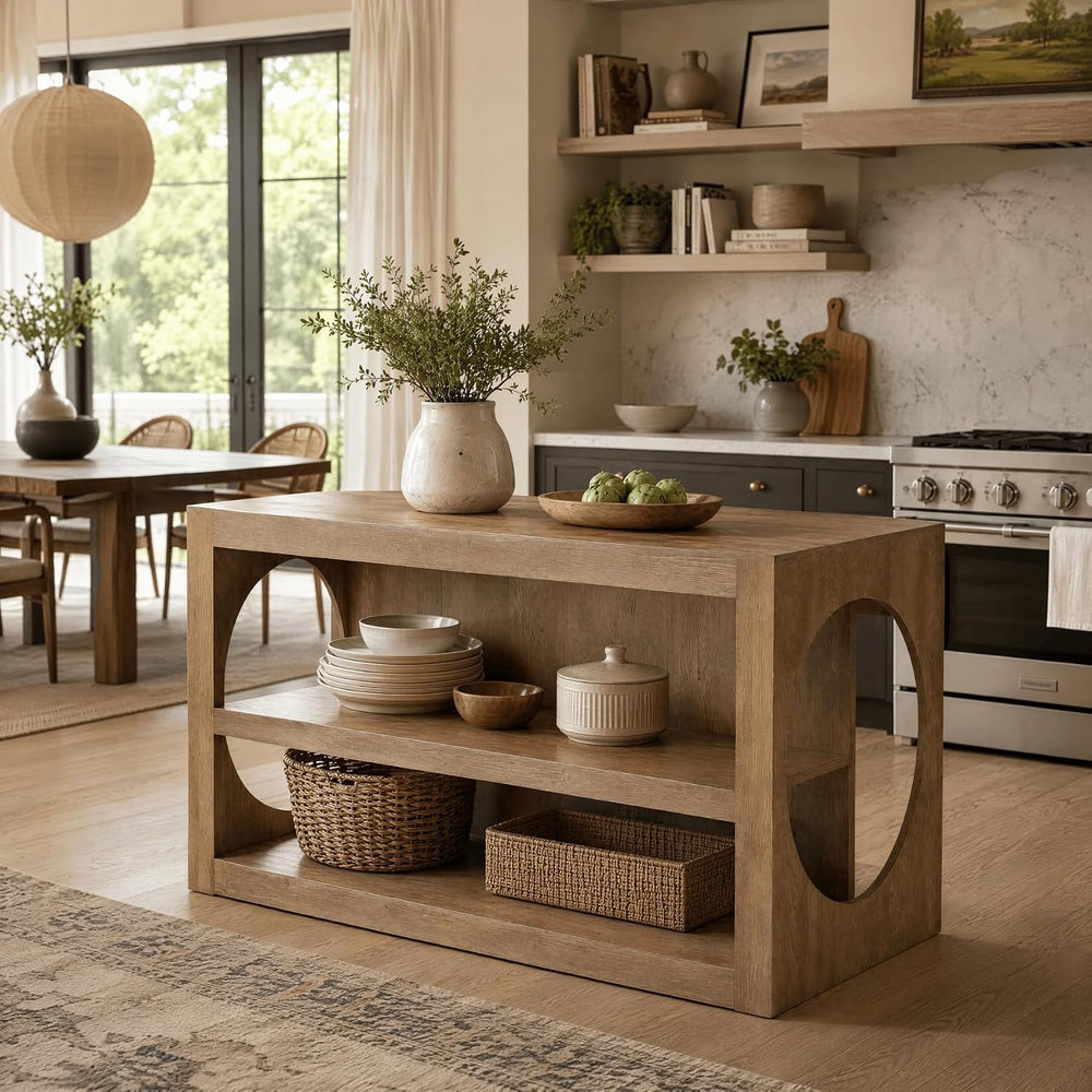 Tribesigns 63-Inch Kitchen Island with Seating and Storage | 3-Tier Farmhouse...