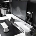 Raico Desk Cockpit Shelf Monitor Stand System Dual Screen Setup Wood Large Desk Accessory Organizer Unit (Matte White, Full Length v2 | 45.7 Inches)