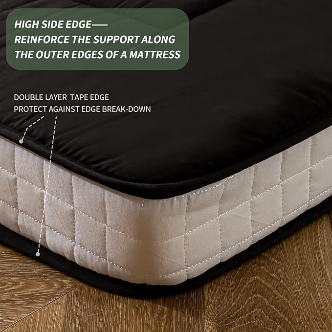 MAXYOYO Twin Bed Mattress Japanese Futon, Pad Camping Mattress Floor Bed Mattress Topper, Easy to Foldable and Portable, Black Futon Single Mattress