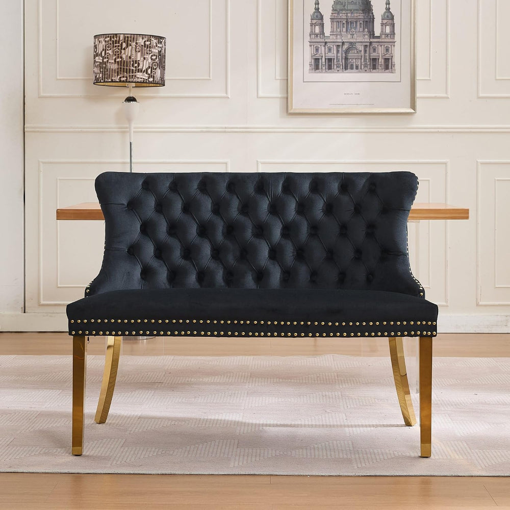 Modern Loveseat Settee Bench Sofa Couch, 46" Dining Bench with Wing Back...