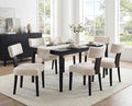 Upholstered Dining Chairs Set of 6 Modern Wooden Kitchen Chairs Fabric Side Dining Room Chair Farmhouse Dinner Chair, Beige