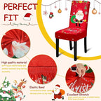 Christmas Chair Covers, Stretch Dining Room Chair Covers Set of 8, Christmas Decoration/Home Decor Chair Protector Slipcovers