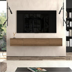 Atelier Mobili Floating TV Stand Wall Mounted for 75-85 Inch TVs - Modern Entertainment Center with Storage - 2-Piece Modular Design Easy Assembly - Walnut Wood Media Console Cabinet for Living Room