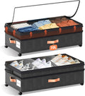 XXL Under Bed Storage with Wheels, 2 Pack 70L Extra Large Rolling Organizer, Heavy-Duty Foldable Storage Container with Lids, Fits 10" Clearance, Black