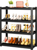 Storage Shelves, Garage Metal Shelving Unit, Adjustable, Double-Layer Column with Reinforced Ribs, Heavy-Duty, Capable of Bearing 600-3600 lbs (Black, 47''W*24''D*54''H, 4-Tier)