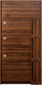 70.87" Tall Kitchen Pantry Cabinet with 4-Tier Storage Cart, 3 Glass Doors & Pull-Out Shelves, Freestanding Food Hutch Cabinet with Microwave Stand & Drawer for Dining Room, Walnut