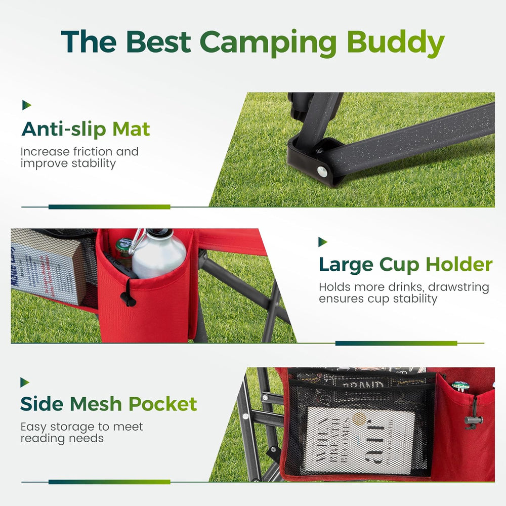 ALPHA CAMP Oversized Folding Camping Chairs for Adults High Backrest Heavy Du...