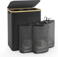 Hampers for Laundry Basket with Lid, 145L Extra Large 3 Section Clothes Divided Organizer for Bedroom, Laundry Room, Dirty Clothing Hamper, Black