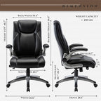 COLAMY Ergonomic Home Office Chair-Adjustable Lumbar Support for Extra Comfort, High Back Design with Padded Flip-up Arms for Adult Working, Study, Gaming (Black), 250lbs