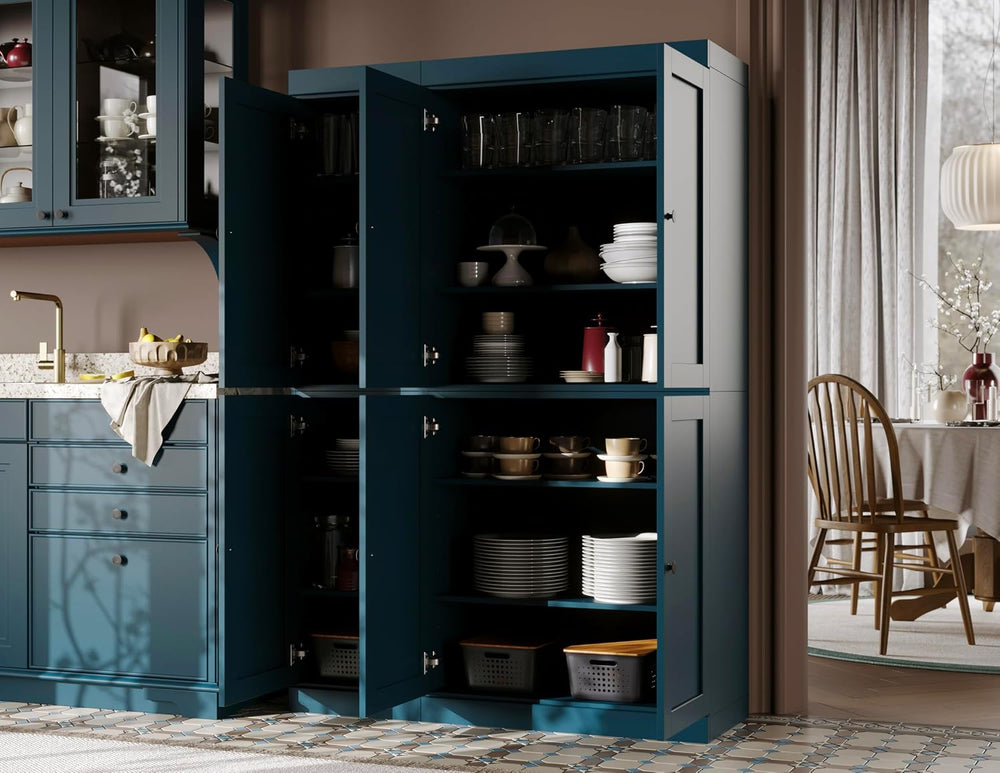 Palace Imports Solid Wood Kitchen Pantry Cabinet 71.5" Tall, 48.5" ...