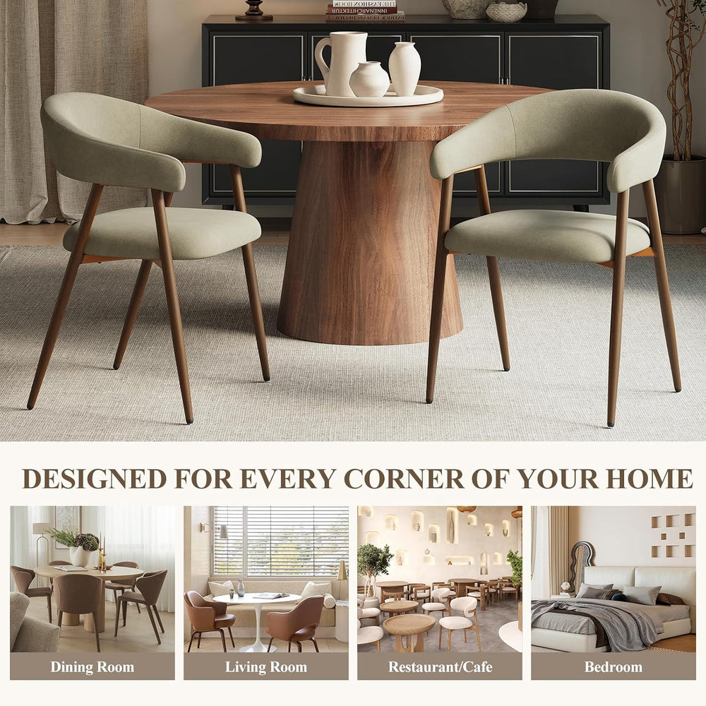 Upholstered Dining Chairs Set of 4, Comfy Curved Backrest & Armrest