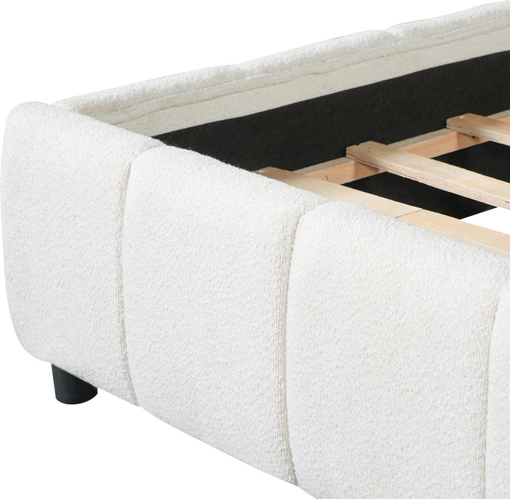 Merax Boucle Upholstered Queen Bed Frame with 42.7" High Headboard &...