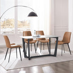 Dining Chairs, Modern PU Leather Dining Room Chair with Sturdy Metal Legs, Upholstered Seat Dinner Chairs Accent Side Chairs for Indoor Kitchen Living Room (Brown, Set of 8)