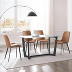Dining Chairs, Modern PU Leather Dining Room Chair with Sturdy Metal Legs, Upholstered Seat Dinner Chairs Accent Side Chairs for Indoor Kitchen Living Room (Brown, Set of 8)