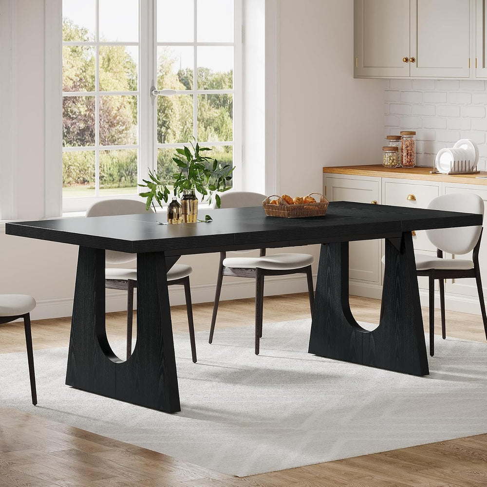 Tribesigns Large Dining Table for 6-8 People, 70.9-Inch Wood Rustic Rectangul...