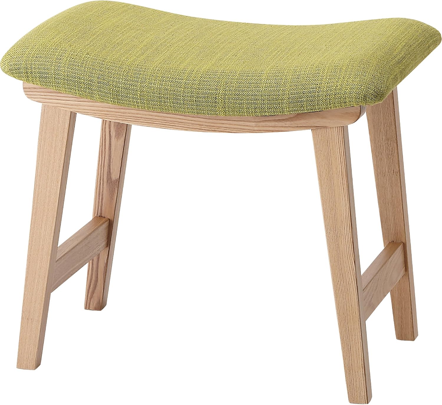 AZUMAYA Home Wooden Tropez Low Stool Textile Fabric Seat Light Green Chair CL-790CGR