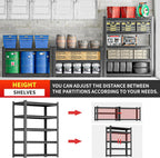 Heavy Duty Storage Shelves 5-Tier Adjustable Garage Shelving Unit, Strong Metal Storage Rack Shelving for Garage, Warehouse, Pantry Organization 16" D x36 W x78 H