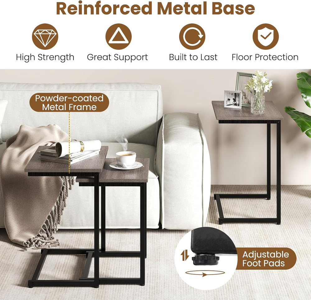 GOFLAME Nesting Coffee Tables Set of 3, Rectangular Nesting Center Table with...